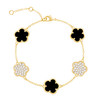 JANKUO Flower 14K Goldplated, Cubic Zirconia Double Sided Bracelet