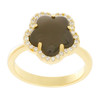 Jankuo 14K Goldplated, Onyx & Cubic Zirconia Clover Ring