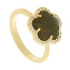 Jankuo 14K Goldplated, Onyx & Cubic Zirconia Clover Ring