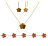 Jankuo 3-Piece 14K Goldplated Brass Tiger eye Necklace, Earring & Bracelet Set