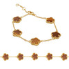 Jankuo 3-Piece 14K Goldplated Brass Tiger eye Necklace, Earring & Bracelet Set