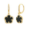 JANKUO Flower 3-Piece 14K Goldplated, Onyx Earring, Bracelet & Necklace Set