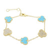 Jankuo Butterfly Collection 14K Goldplated, Synthetic Turquoise & Cubic Zirconia Bracelet