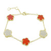 Jankuo Flower Collection 14K Goldplated & Agate Bracelet