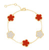 Jankuo Flower Collection 14K Goldplated & Agate Bracelet