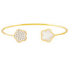 JANKUO Flower 14K Goldplated, Cubic Zirconia & Coral Agate Cuff Bracelet