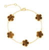 JANKUO 3-Piece Flower 14K Goldplated Onyx,MOP and Tiger eye Station Bracelet Set