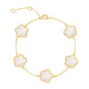 JANKUO Flower 3-Piece 14K Goldplated, Agate, Synthetic Coral Stone & Mother of Pearl Bracelet Set