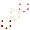 JANKUO Flower 3-Piece 14K Goldplated & Multi-Stone Station Bracelet Set