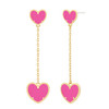 Heart 14K Goldplated & Fuchsia Crystal Drop Earrings