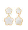 JanKuo Flower 14K Goldplated & Onyx two flower Drop Earrings