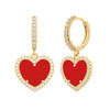 JanKuo Pink Heart 14K Goldplated & Cubic Zirconia Drop Huggie Earrings