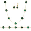 JanKuo 3-Piece 14K Goldplated, Onyx & Cubic Zirconia Necklace, Earrings & Bracelet Set