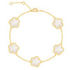 JANKUO Flower 14K Plated Bold Mother-Of-Pearl Station Bracelet
