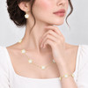 JANKUO Flower 3-Piece 14K Goldplated, Mother Of Pearl Earring, Bracelet & Necklace Set