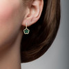 JANKUO Flower 3-Piece 14K Goldplated, Emerald Earring, Bracelet & Necklace Set