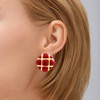 JANKUO Burgundy Square Cushion Earring