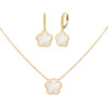 JANKUO Flower 14K Plated Mother of pearl Earrings & Necklace Set