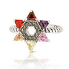 JanKuo Multicolor Cubic Zirconia Jewish Star of David Twisted Rope Ring