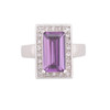 JanKuo Long Emerald Cut Halo Statement Ring