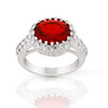 JanKuo C.Z. Oval Halo Ruby Statement Ring