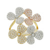 JanKuo C.Z. 3 Leave Flower Statement Ring