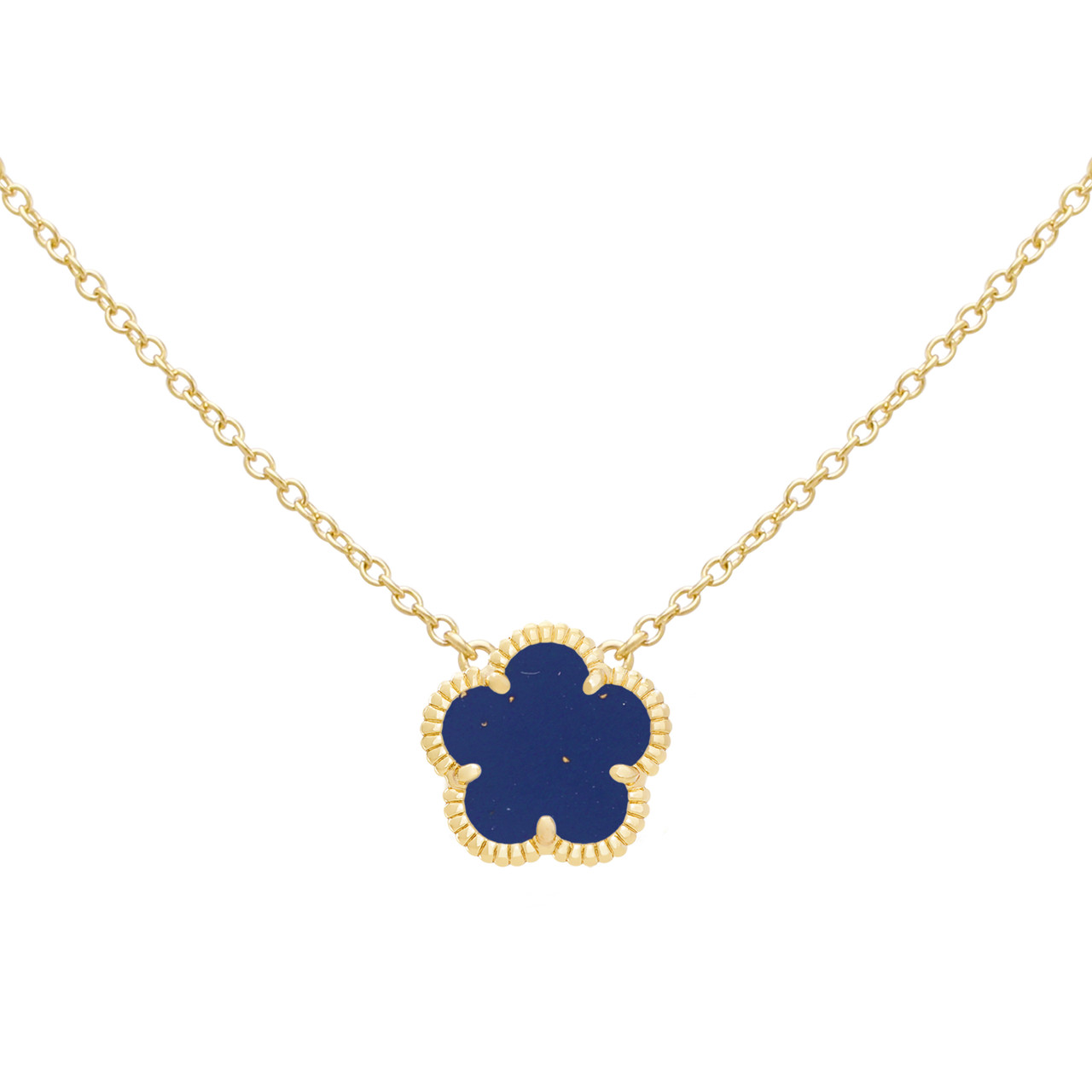 JANKUO 14K Goldplated Cubic Zirconia Double Sided Flower Necklace
