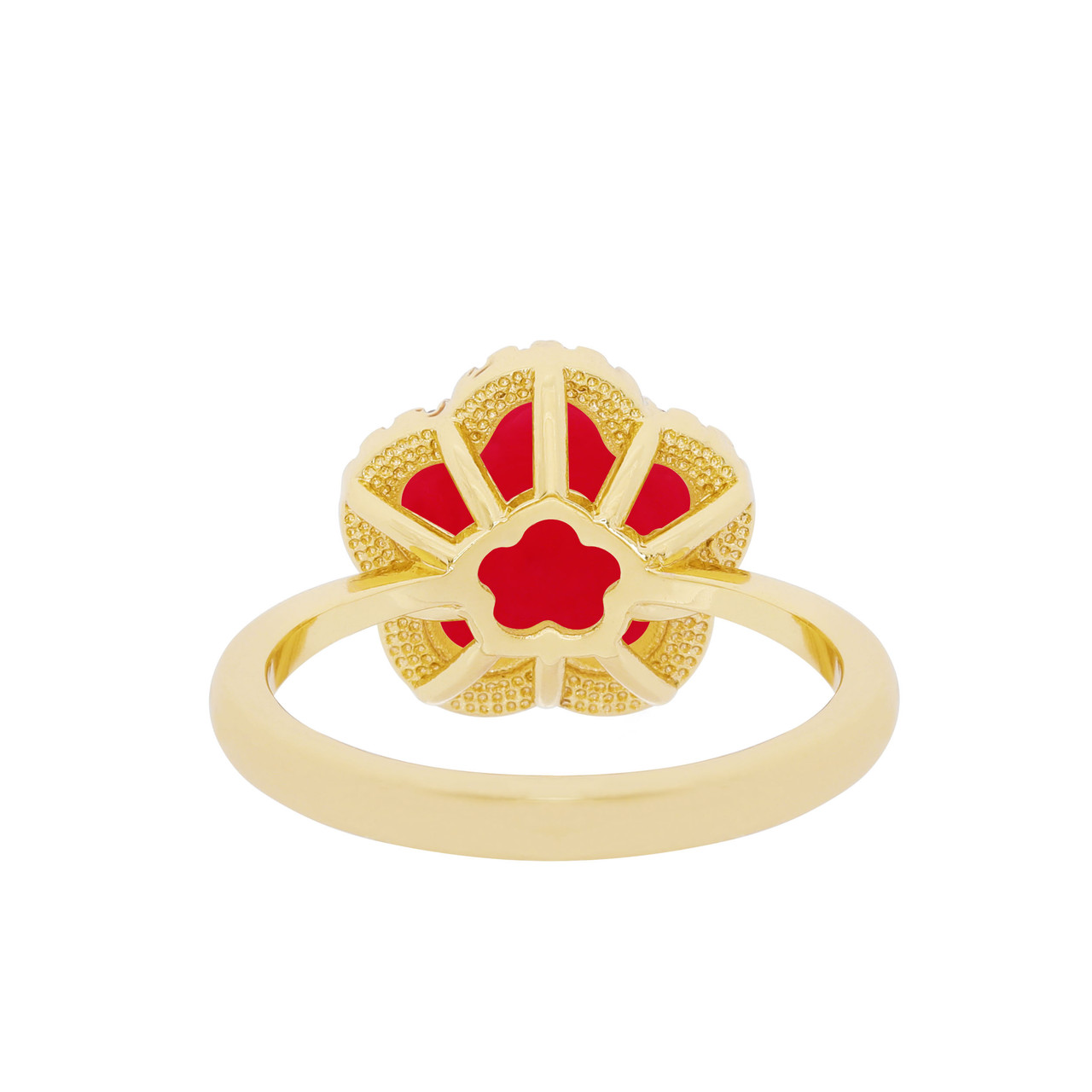 Jankuo 14K Goldplated, Cubic Zirconia & Coral Ring