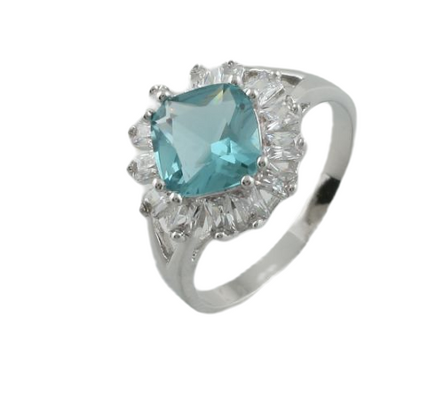 JanKuo C.Z. Aquamarine Stone Statement Ring