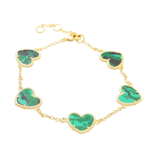 JANKUO Heart 14K Goldplate emerald Bracelet