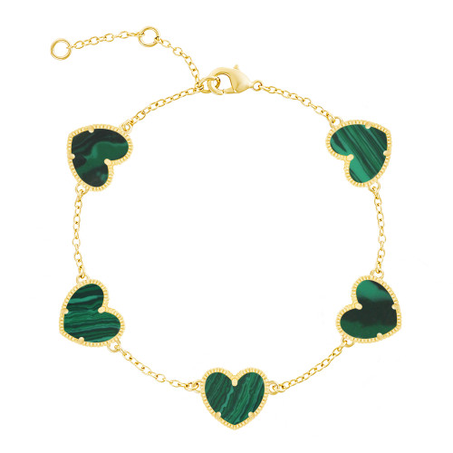 JANKUO Heart 14K Goldplate emerald Bracelet