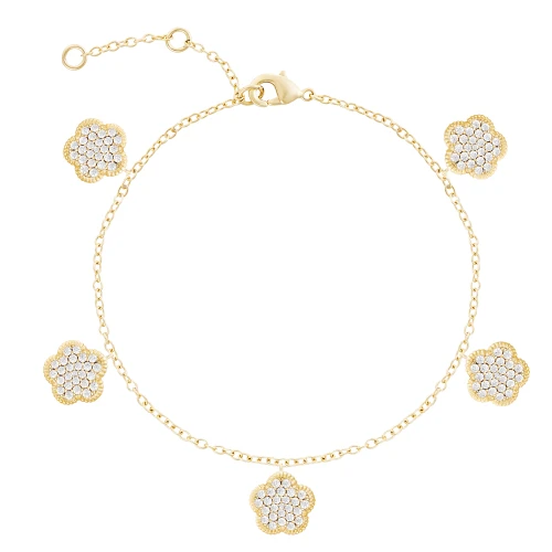 Jankuo 14K Goldplated, Small Cubic Zirconia Dual Sided Dangle Bracelet