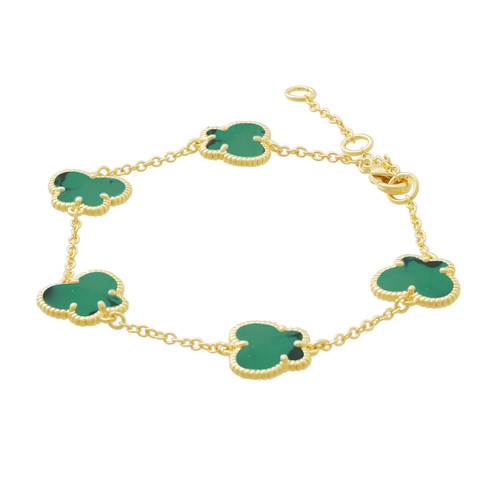Butterfly 14K Goldplated & Synthetic Emerald Bracelet