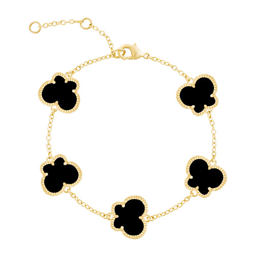 Jankuo Butterfly 14K Goldplated & Synthetic Emerald Bracelet