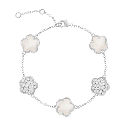 Jankuo Flower Collection 14K Goldplated & Agate Bracelet