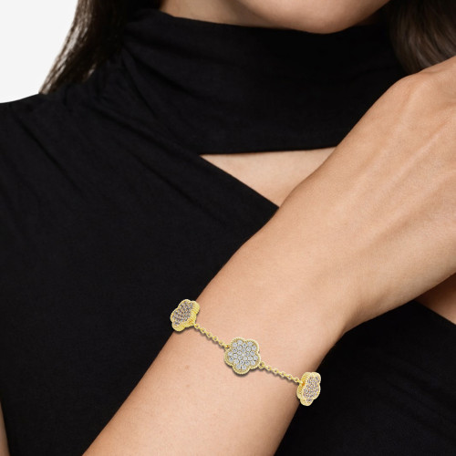 JANKUO Flower 14K Goldplated & Cubic Zirconia Bracelet