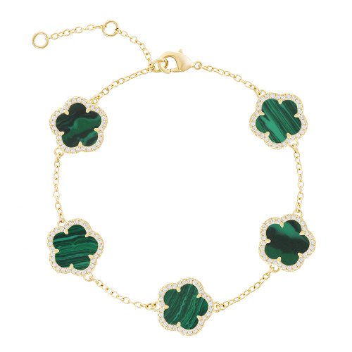 JANKUO Flower 14K Goldplated, Cubic Zirconia Station Bracelet