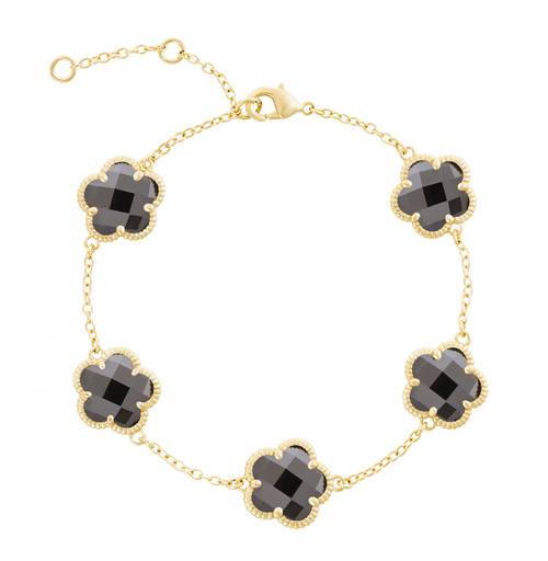 JANKUO Flower 14K Goldplated & Cubic Zirconia Station Bracelet