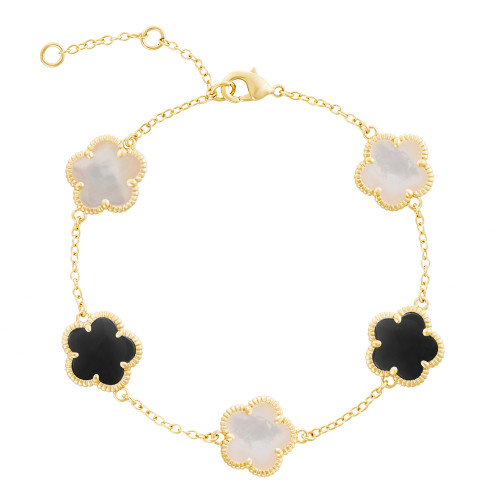 JANKUO Flower 14K Goldplated & Cushion Flowers  Station Bracelet