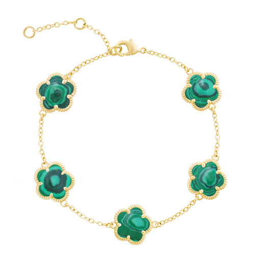 JANKUO Flower 14K Goldplated & Cushion Flowers  Station Bracelet