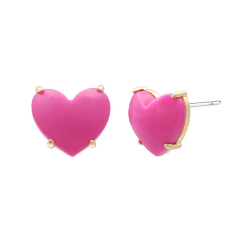 Heart 14K Goldplated & Stud Earrings