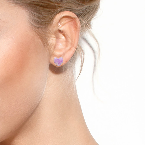 Heart 14K Goldplated & Stud Earrings