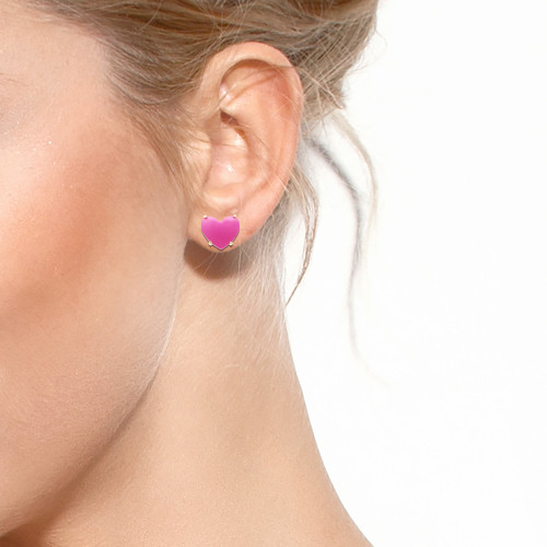 Heart 14K Goldplated & Stud Earrings