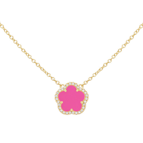 JanKuo Flower 14K Goldplated, Cubic Zirconia Necklace