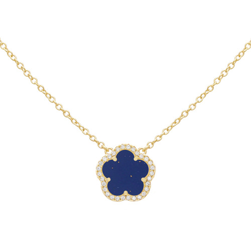 JANKUO 14K Goldplated Cubic Zirconia Double Sided Flower Necklace
