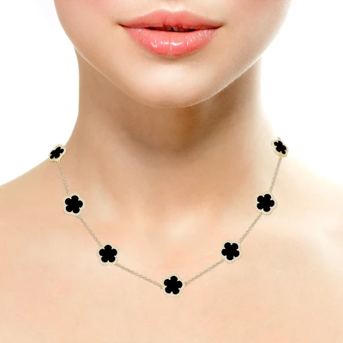 Jankuo Flower 14K Goldplated Cubic Zirconia Station Necklace