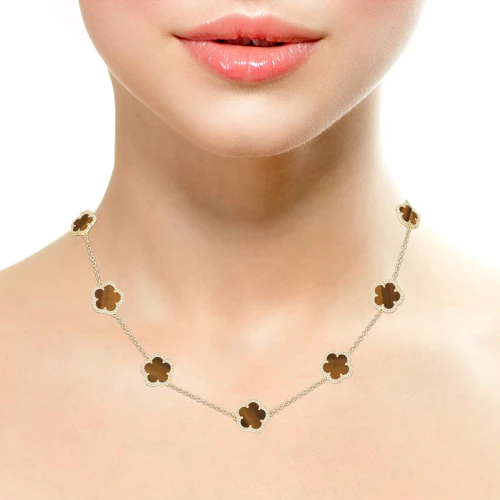 Jankuo Flower 14K Goldplated Cubic Zirconia Station Necklace