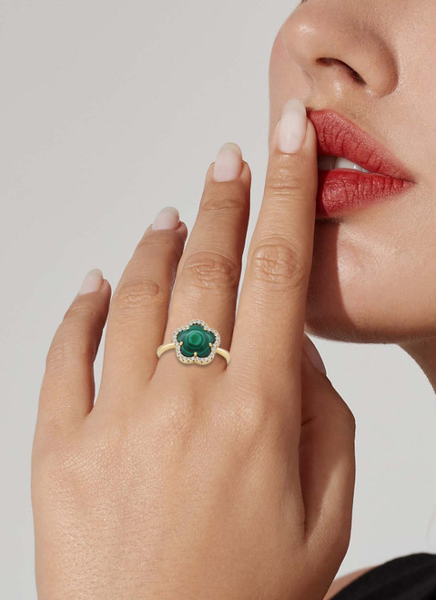 Jankuo 14K Goldplated, Cubic Zirconia & Emerald Ring