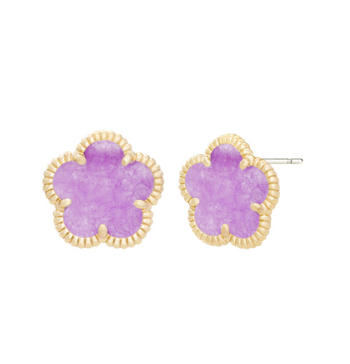 JanKuo Flower 14K Goldplated & Synthetic Flower Stud Earrings