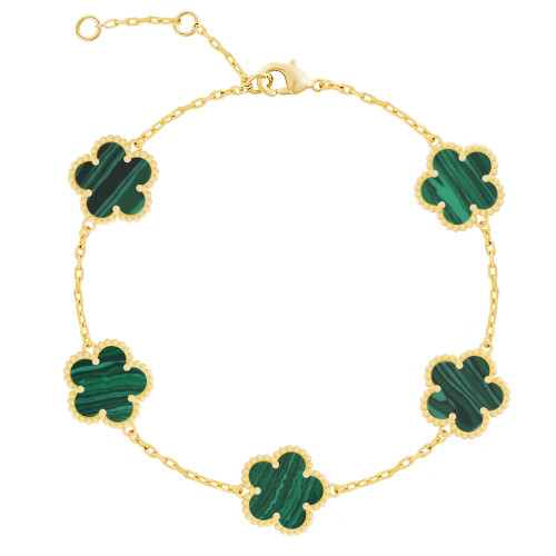 JANKUO Flower 14K Plated Bold Mother-Of-Pearl Station Bracelet